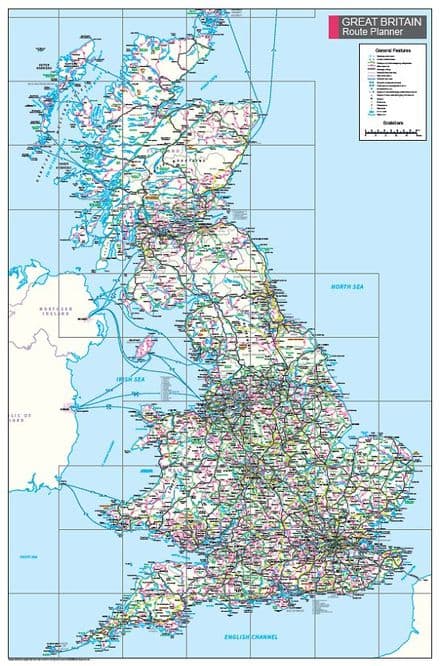 Great Britain Route Planner Wall Map 2015