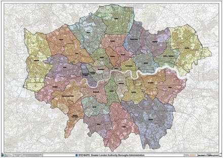 Greater London Authority Boroughs Wall Map - XYZ