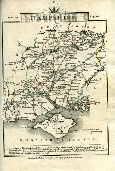 Hampshire County Map by John Cary 1790 - Reproduction