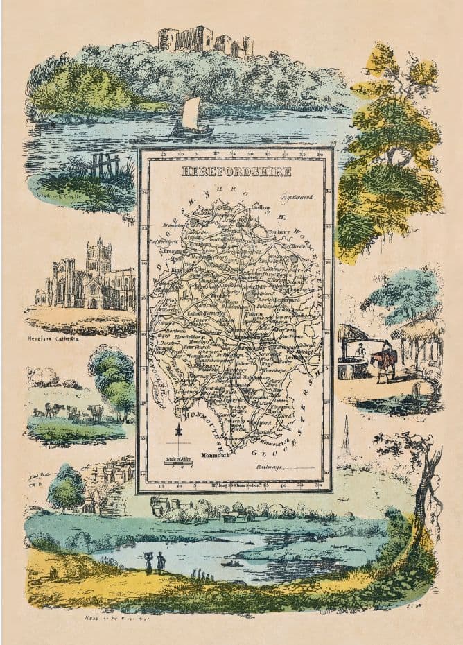 Herefordshire - by 'Reuben Ramble' - Reproduction County Map