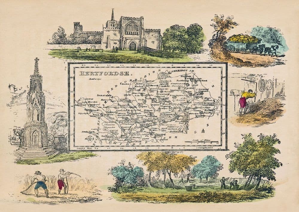 Hertfordshire - by Reuben Ramble - Reproduction County Map