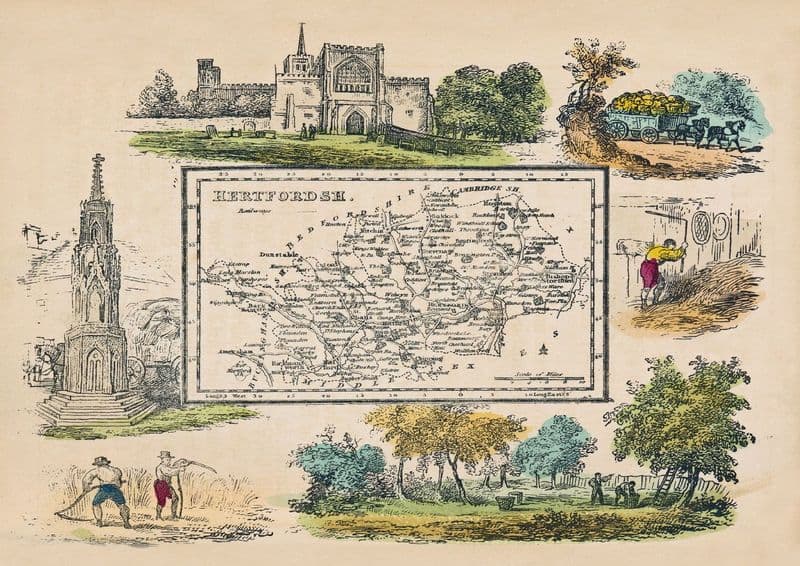 Hertfordshire - by 'Reuben Ramble' - Reproduction County Map