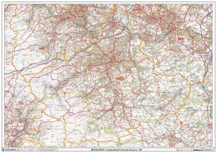Huddersfield - HD - Postcode Sector Wall Map