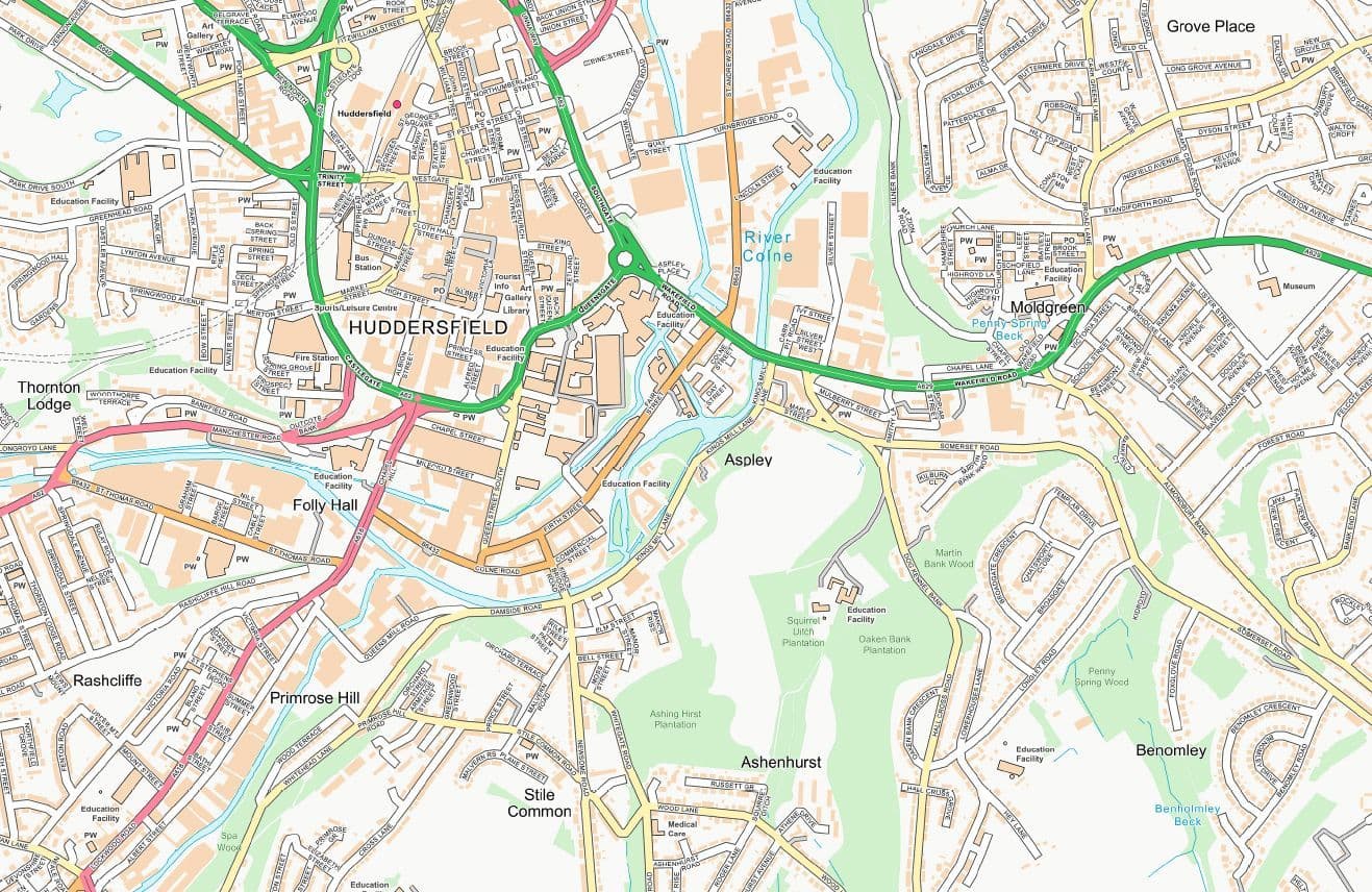 Huddersfield Street Map