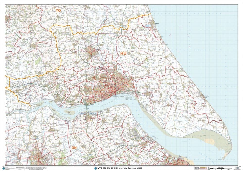 Solihull Postcode Map Hull - HU - Postcode Sector Wall Map