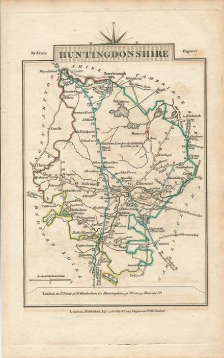 Huntingdonshire 1806 - John Cary - Original Map