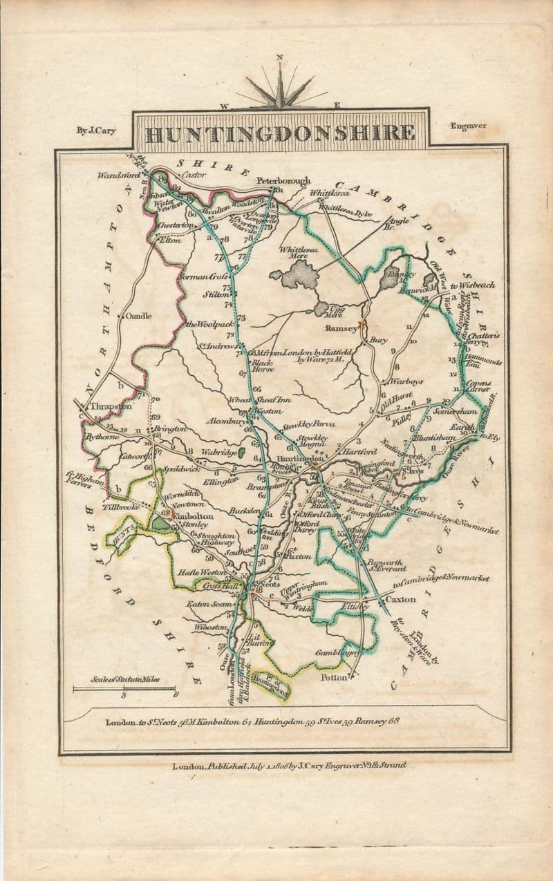 Huntingdonshire 1806 - John Cary - Original Map