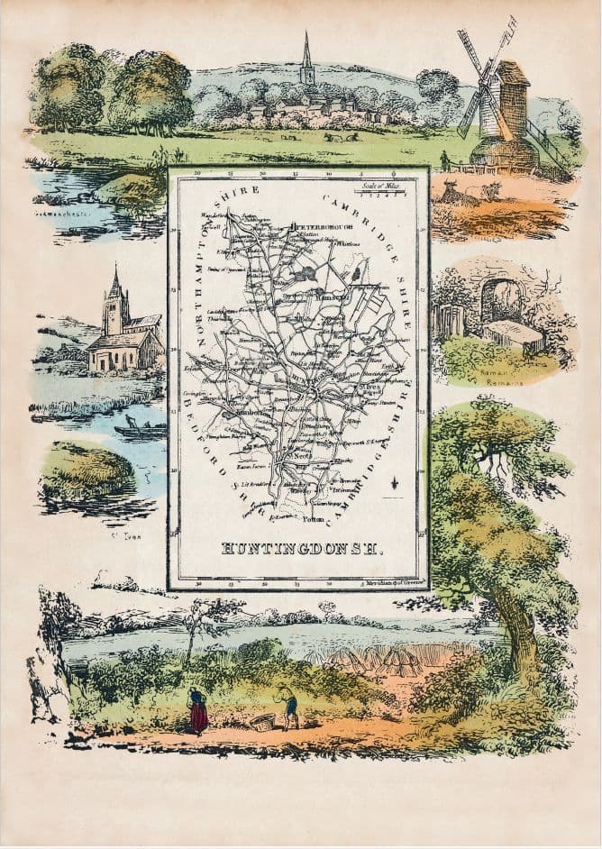 Huntingdonshire - by 'Reuben Ramble' - Reproduction County Map