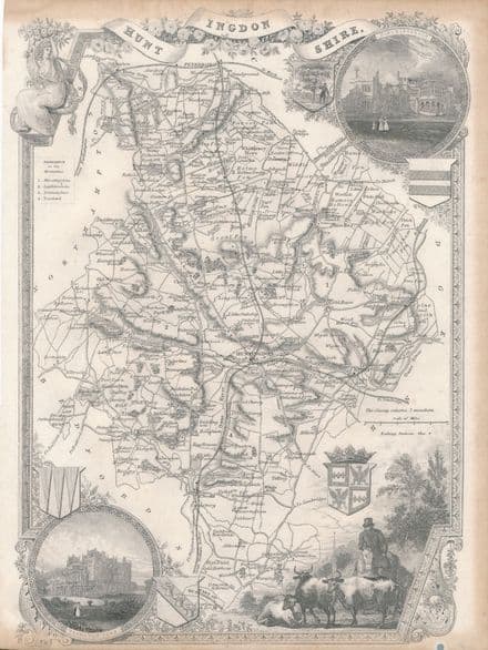 Huntingdonshire Thomas Moule circa 1840 - Original Map