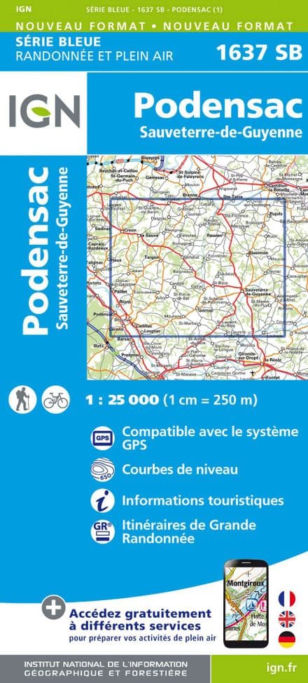 IGN 1637 SB - Podensac / Sauveterre-de-Guyenne