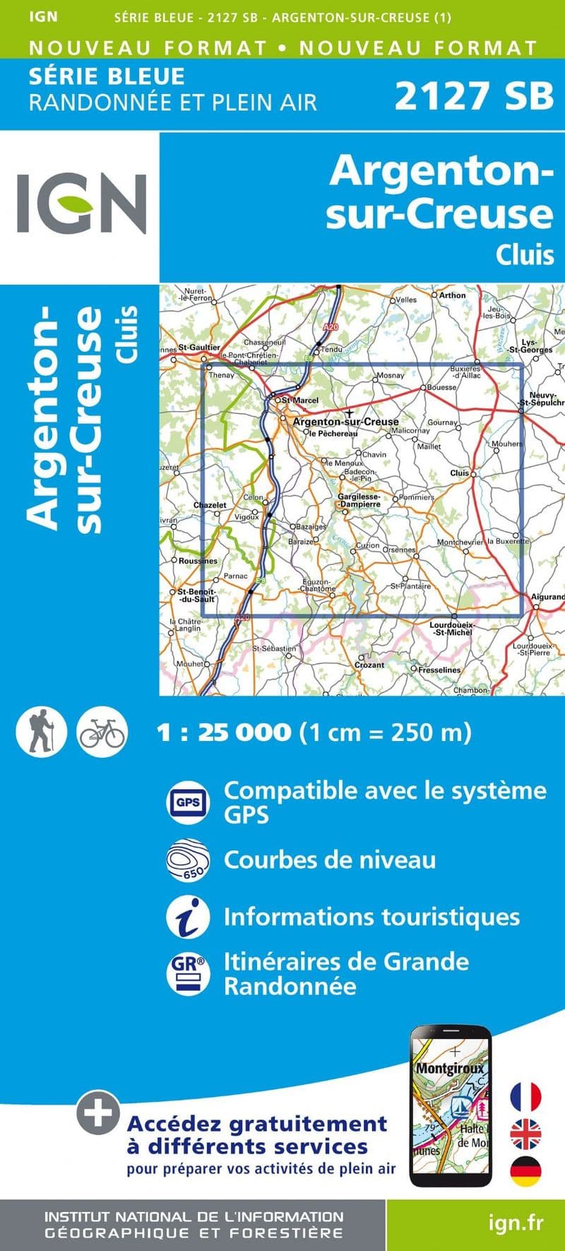 IGN 2127 SB - Argenton-sur-Creuse / Cluis