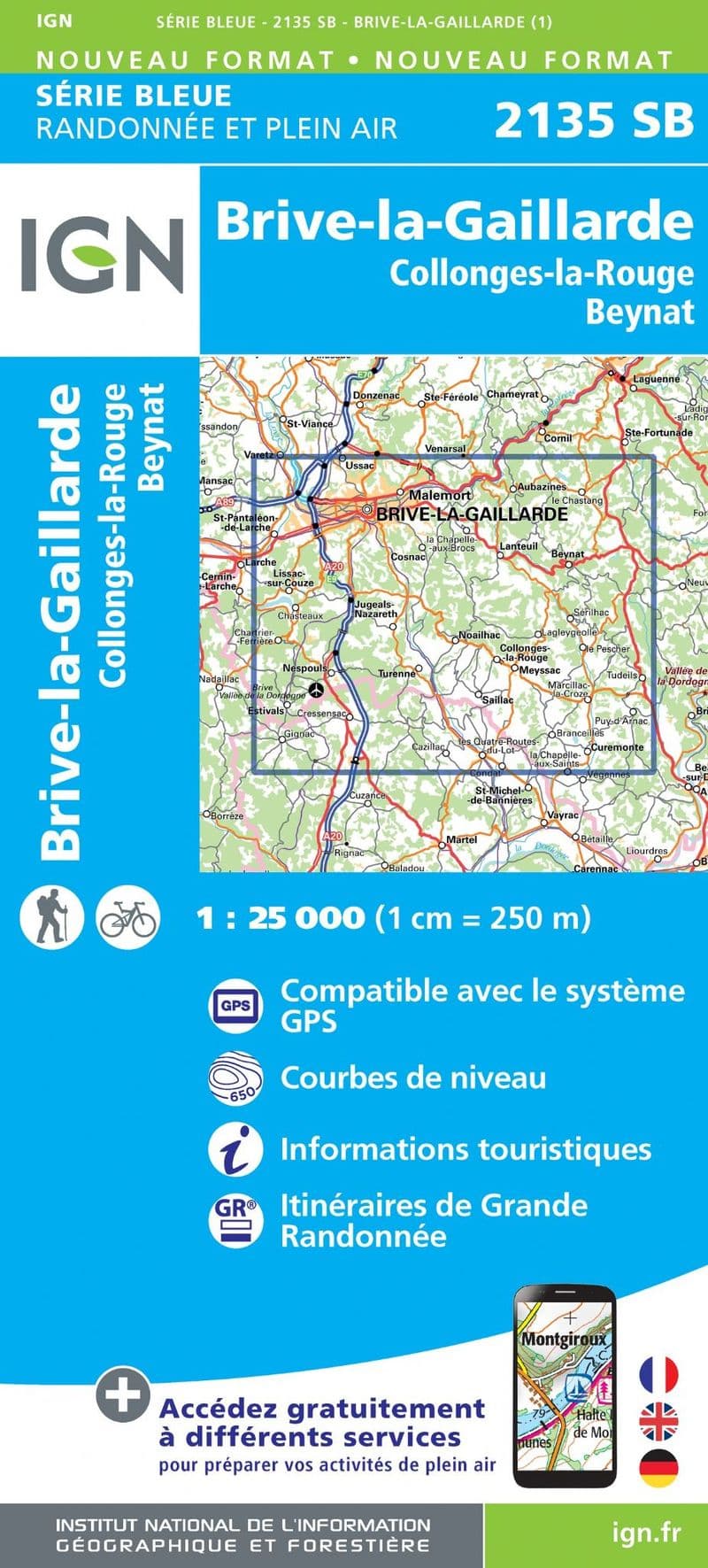 IGN 2135 SB - Brive-la-Gaillarde / Collonges-la-Rouge / Beynat