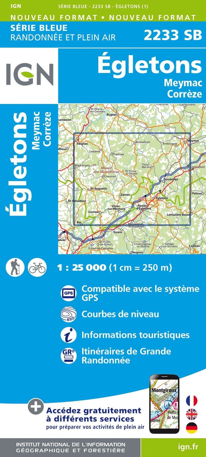 IGN 2233 SB - Egletons / Meymac / Corrèze