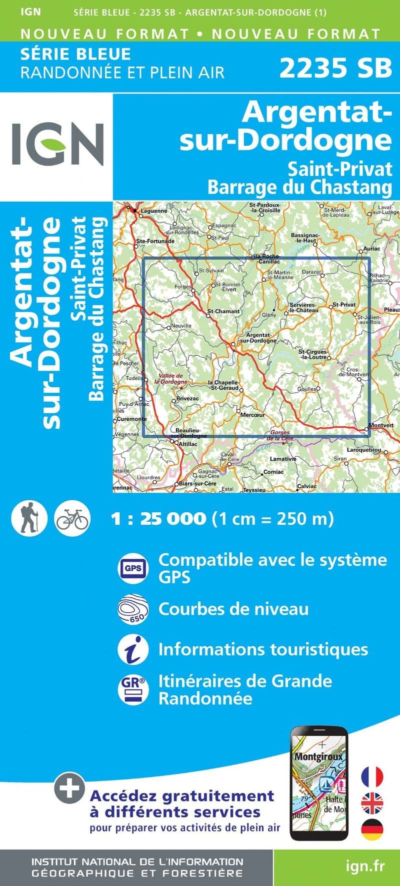 IGN 2235 SB - Argentat-sur-Dordogne / St-Privat / Barrage du Chastang