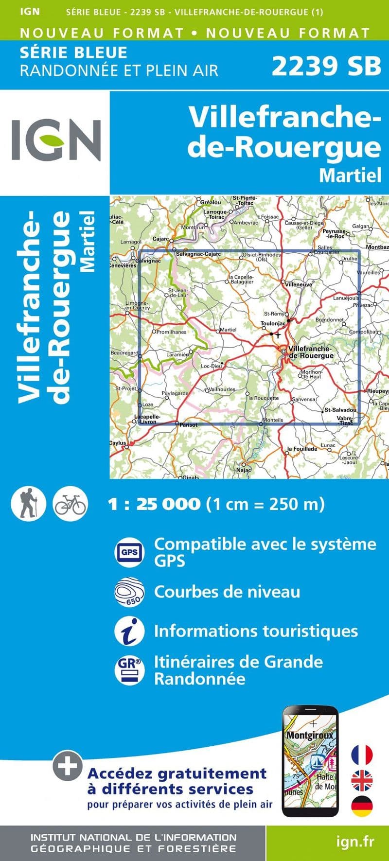 IGN 2239 SB - Villefranche-de-Rouergue / Martiel