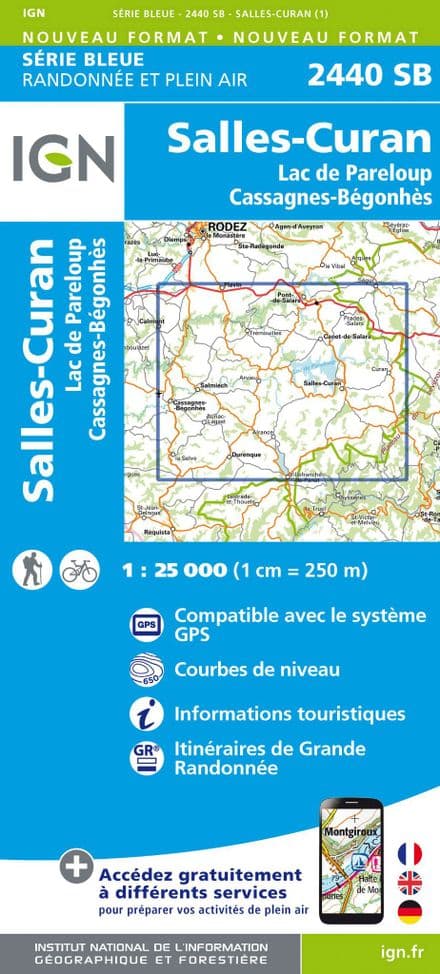 IGN 2440 SB - Salles-Curan / Lac de Pareloup / Cassagnes / Begonhes