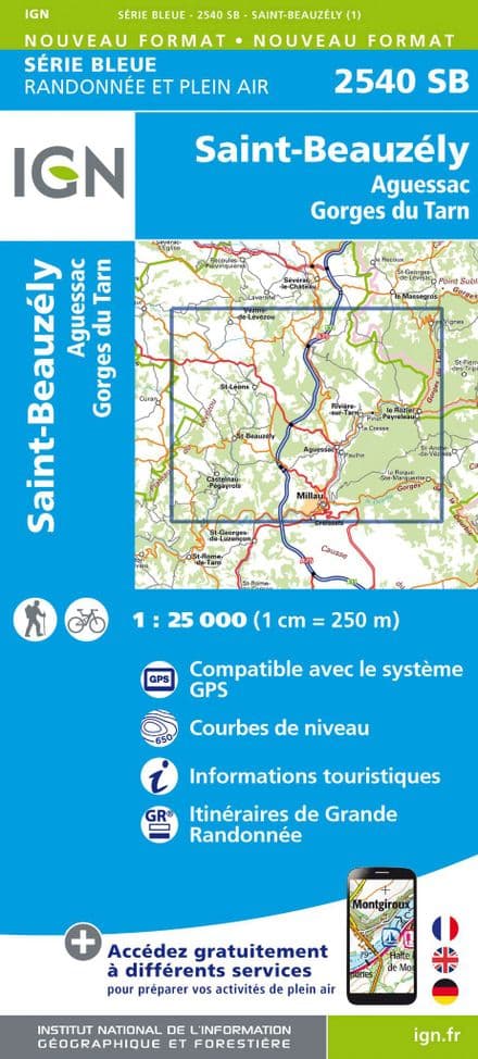 IGN 2540 SB - St-Beauzély / Aguessac / Gorges du Tarn