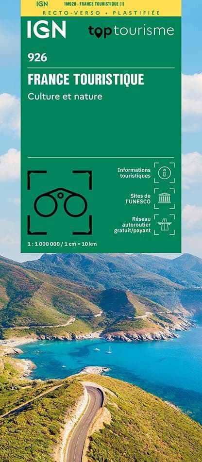 IGN 926 France Tourist Map - Plastised & Resistant Version