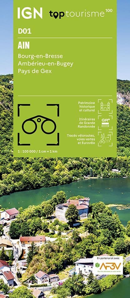 IGN TOP 100 D01 - Ain - Bourg-en-Bresse Ambérieu-en-Bugey Pays de Gex