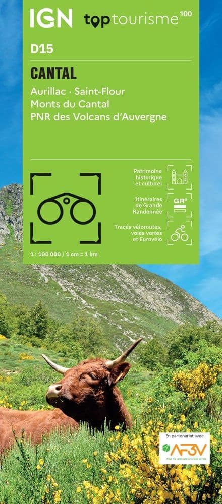 IGN TOP 100 D15 - Cantal - Aurillac St Flour Monts du Cantal