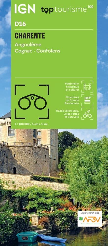 IGN TOP 100 D16 - Charente - Angoulême Cognac Confolens