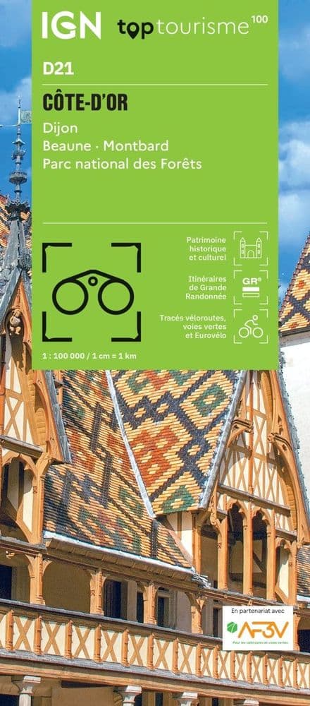 IGN TOP 100 D21 - Côte d'Or - Dijon Beaune Montbard PN de Forêts
