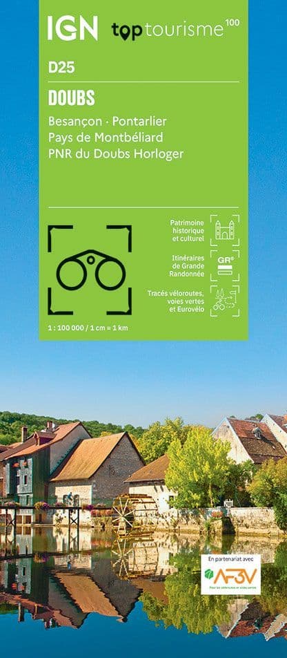 IGN TOP 100 D25 - Doubs - Besançon Pontarlier Pays Montbéliard