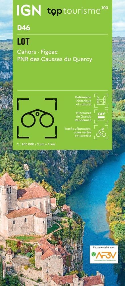IGN TOP 100 D46 - Lot - Cahors Figeac Causses du Quercy PNR