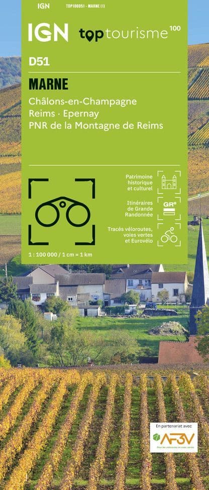 IGN TOP 100 D51 - Marne Châlons-en-Champagne Reims Epernay