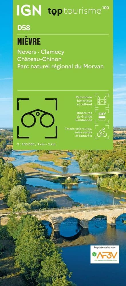 IGN TOP 100 D58 - Nièvre Nevers - Clamecy Château-Chinon Morvan PNR