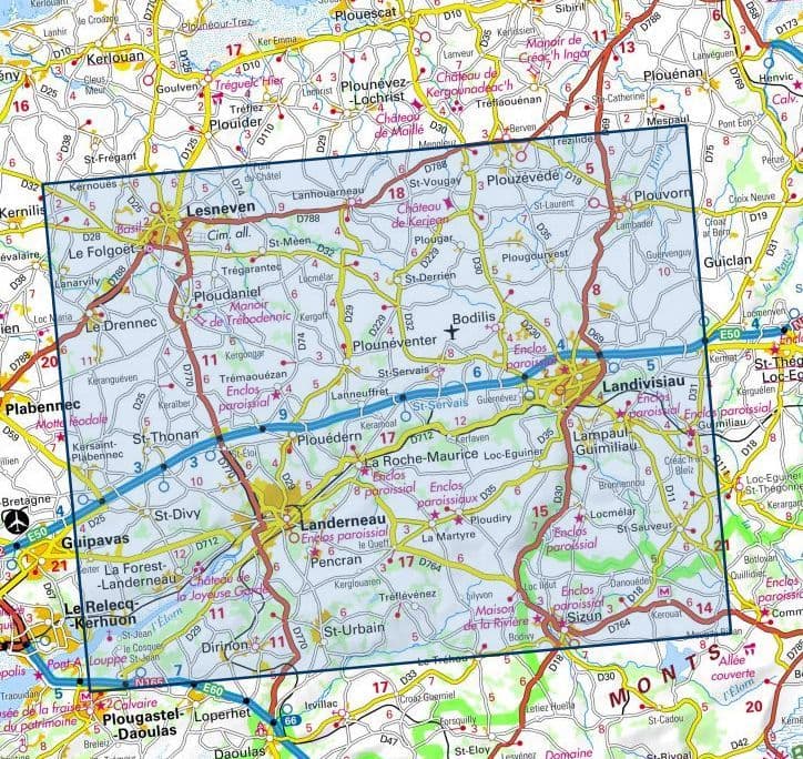 IGN Top 25 0516 OT - Landerneau / Landisvisiau / PNR d Armorique