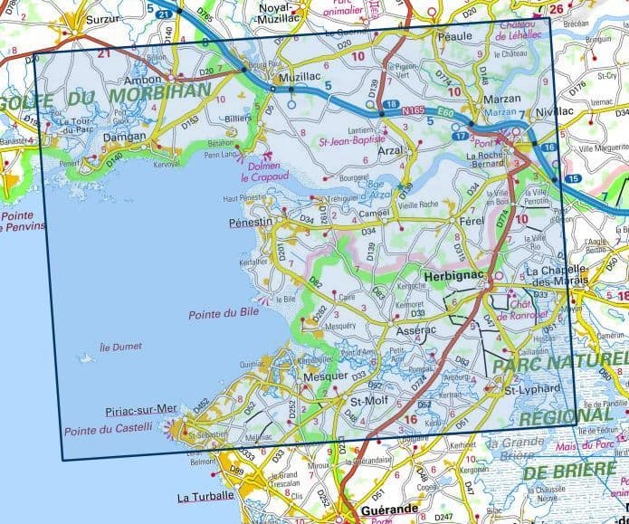IGN Top 25 1022 OT - La Roche-Bernard / PNR de Brière
