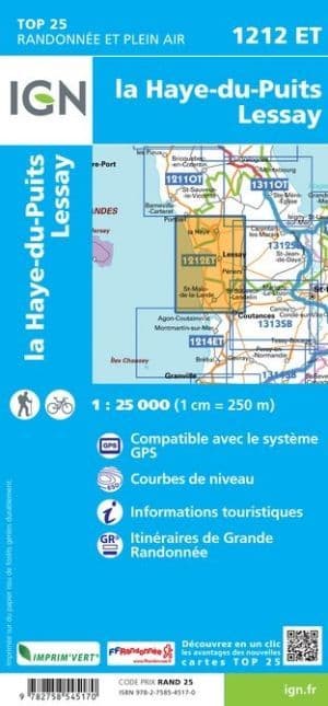 IGN Top 25 1212 ET - La Haye-du-Puits / Lessay