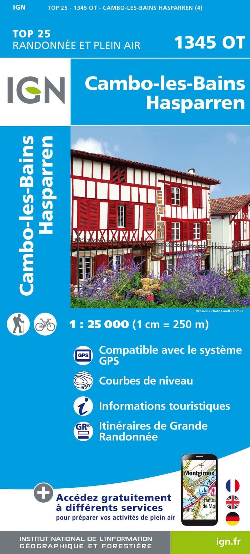 IGN Top 25 1345 OT - Cambo-les-Bains / Hasparren