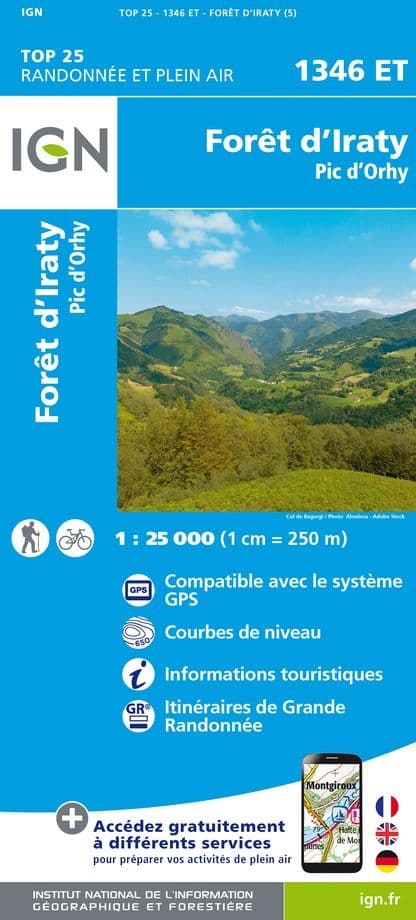 IGN Top 25 1346 ET - Foret D'Iraty/ Pic D'Orhy