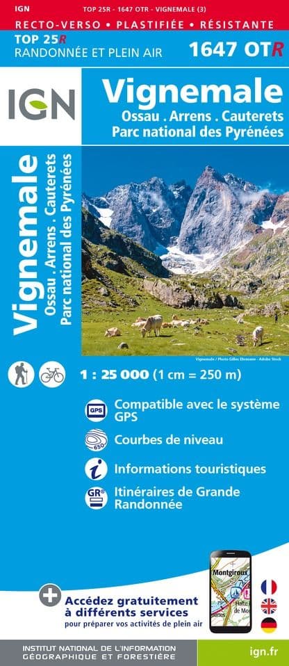 IGN Top 25 1647 OT R - Vignemale / Ossau / Arrens / Cauterets PNR Resistant