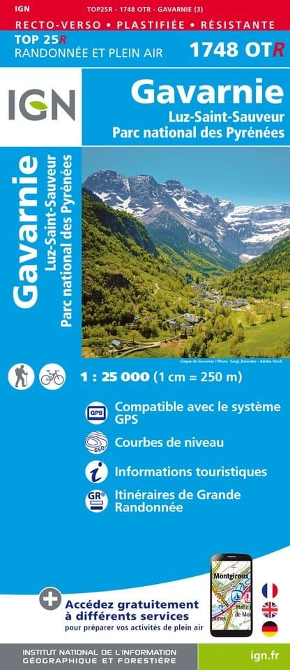 IGN Top 25 1748 OT R - Gavarnie / Luz-Saint-Sauveur / PNR des Pyrénées Resistant