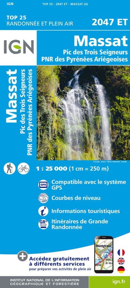IGN Top 25 2047 ET - Massat / Pic des Trois Seigneurs / PNR Pyrenees Ariegeoise
