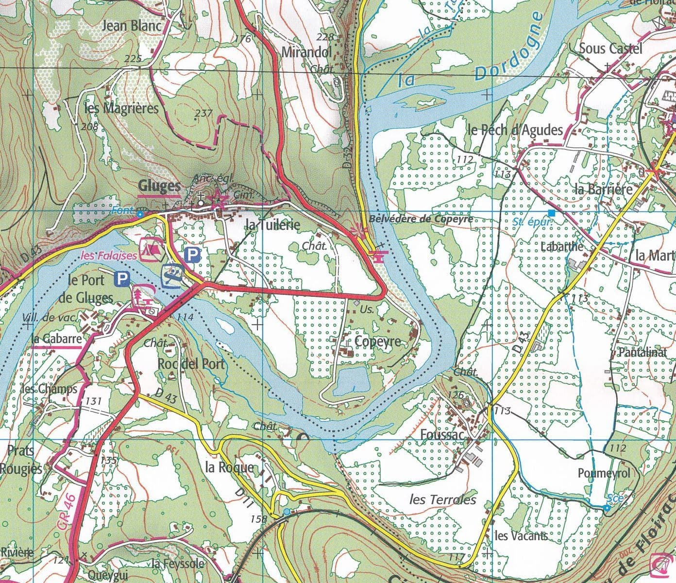 Dordogne Voie Verte Map IGN Top 25 2136 ET Rocamadour Padirac
