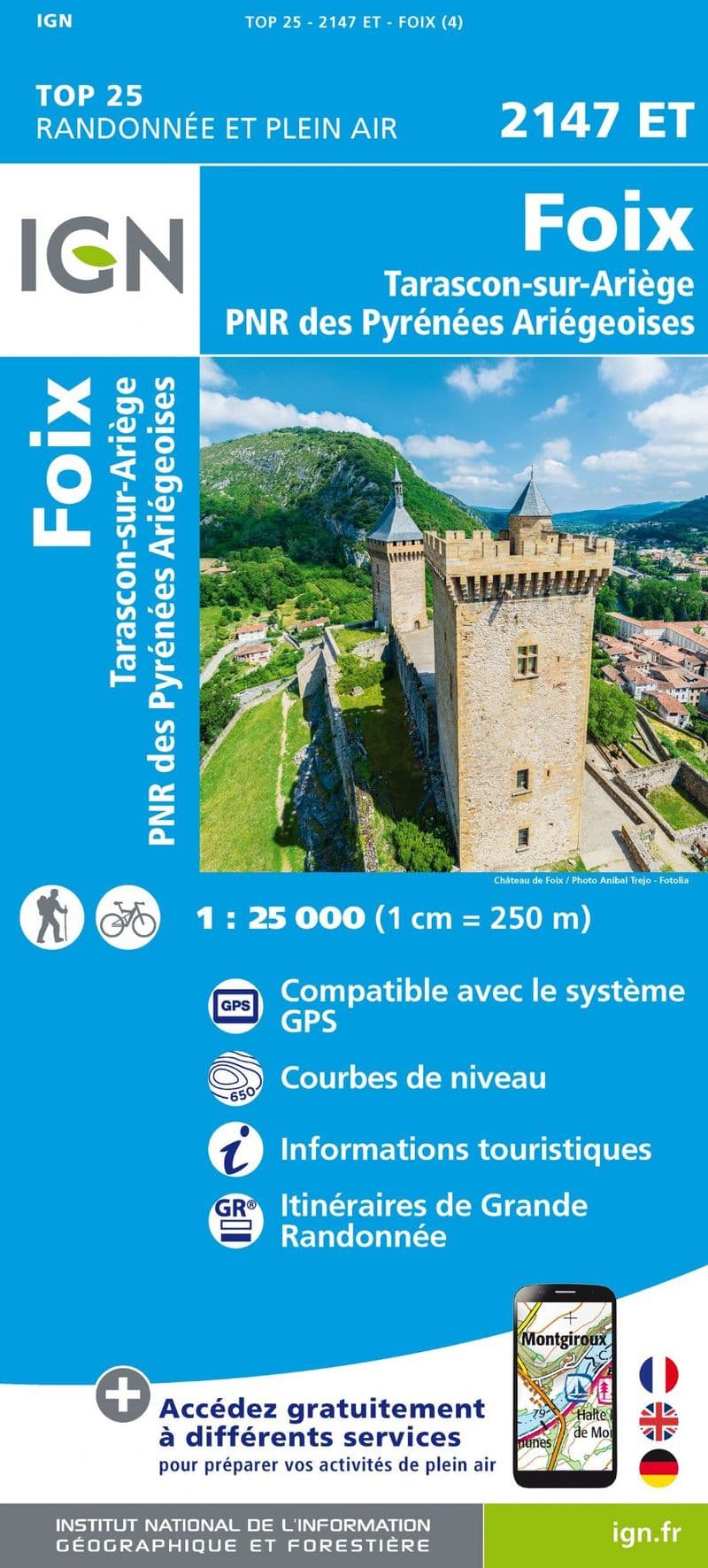 IGN Top 25 2147 ET - Foix / Tarascon - Sur - Ariege