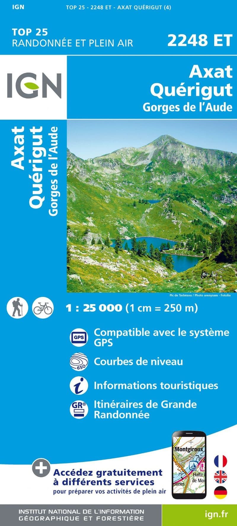 IGN Top 25 2248 ET - Axat / Querigut / Gorges de L'Aude