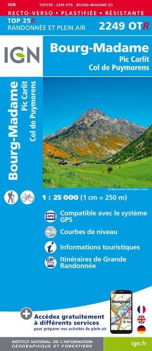 IGN Top 25 2249 OT R - Bourg-Madame / Pic carlit / Col De Puymorens - Resistant