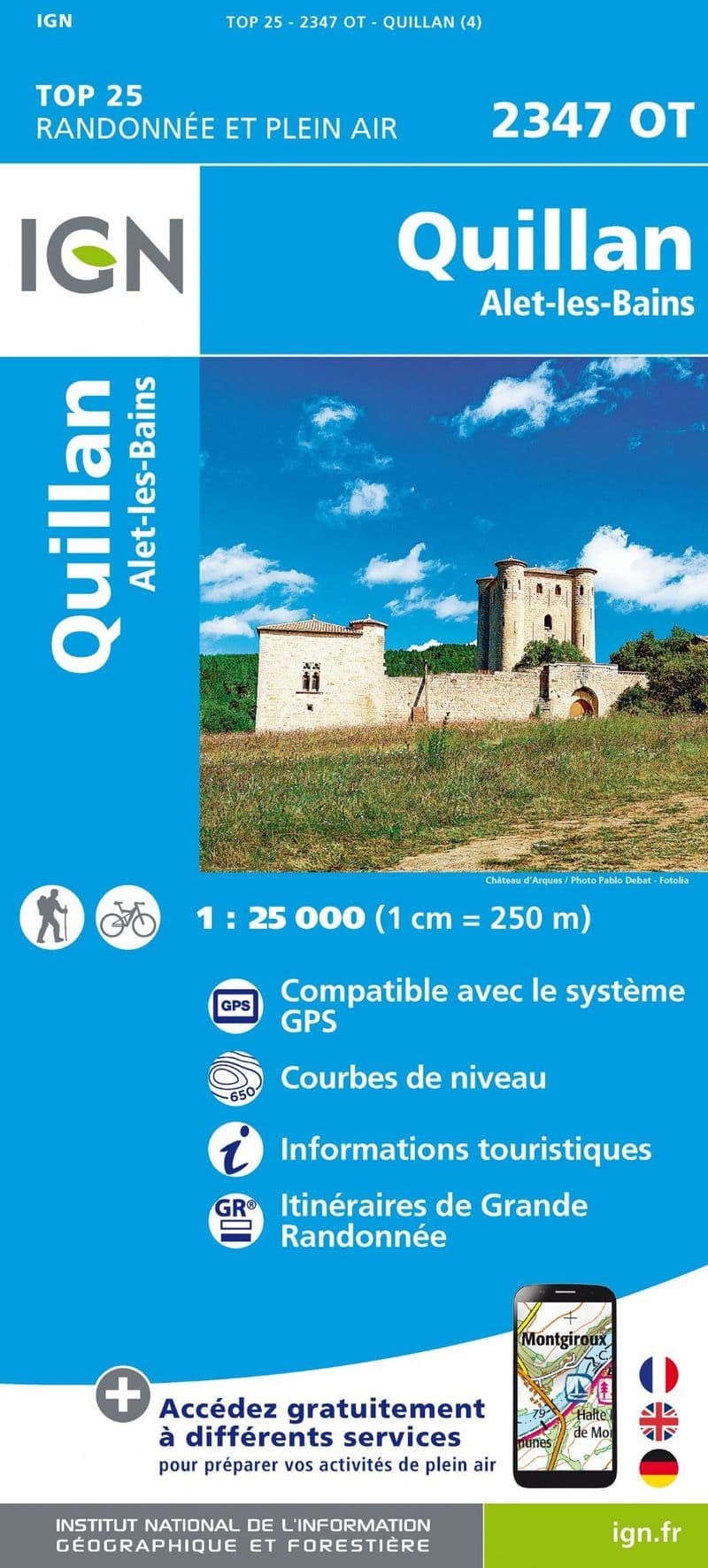 IGN Top 25 2347 OT - Quillan / Alet-Les-Bains