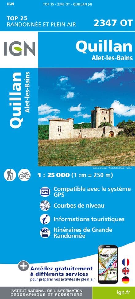 IGN Top 25 2347 OT - Quillan / Alet-Les-Bains