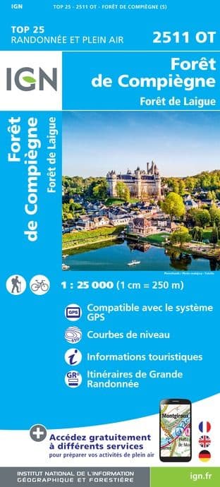 IGN Top 25 2511 OT - Forêts de Compiègne et de Laigue