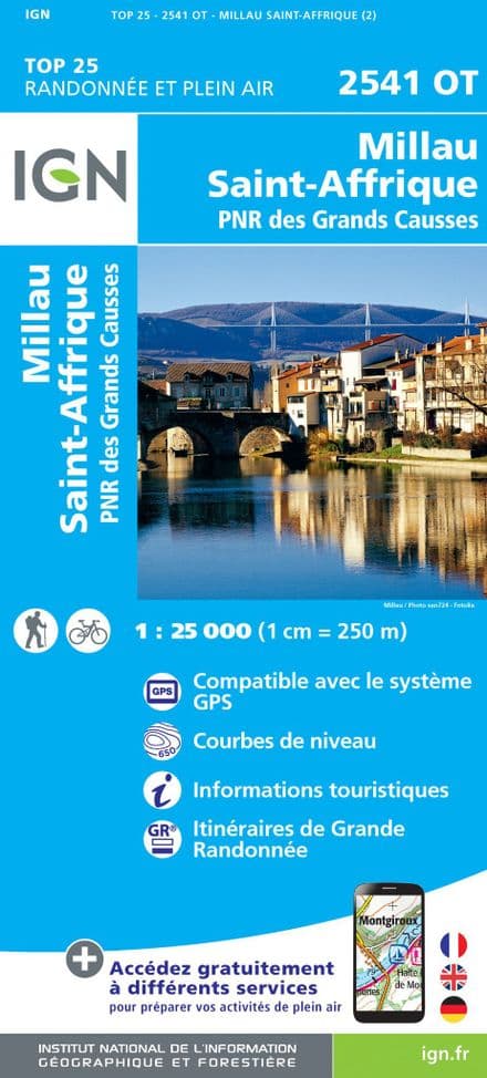 IGN Top 25 2541 OT - Millau / St-Affrique / PNR Grands Causses