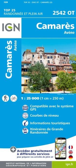 IGN Top 25 2542 OT - Camarès / Avène