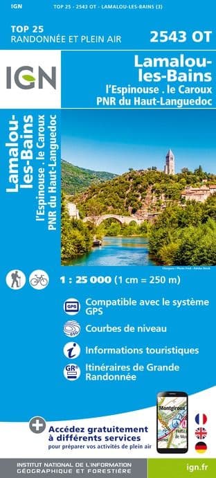 IGN Top 25 2543 OT - Lamalou-Les-Bains / L'Espinouse / Le Caroux PNR