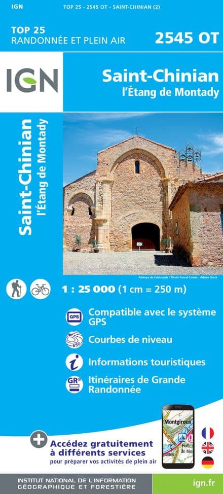IGN Top 25 2545 OT - St Chinian / L'Etang De Montady