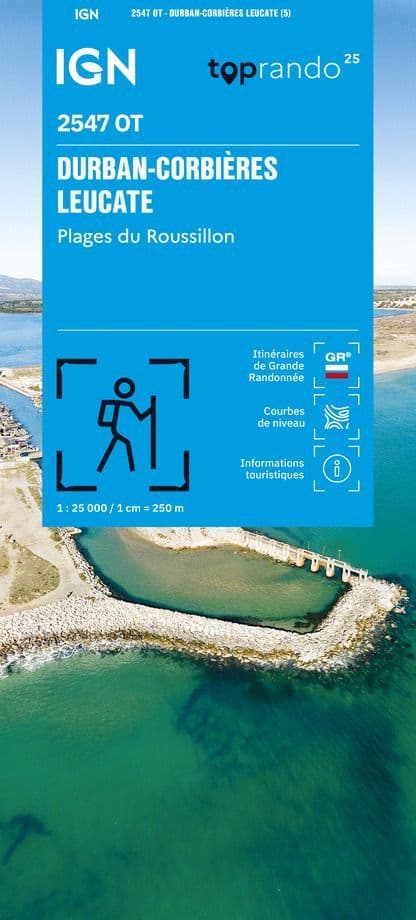 IGN Top 25 2547 OT - Durban-Corbières / Leucate Plages du Roussillon
